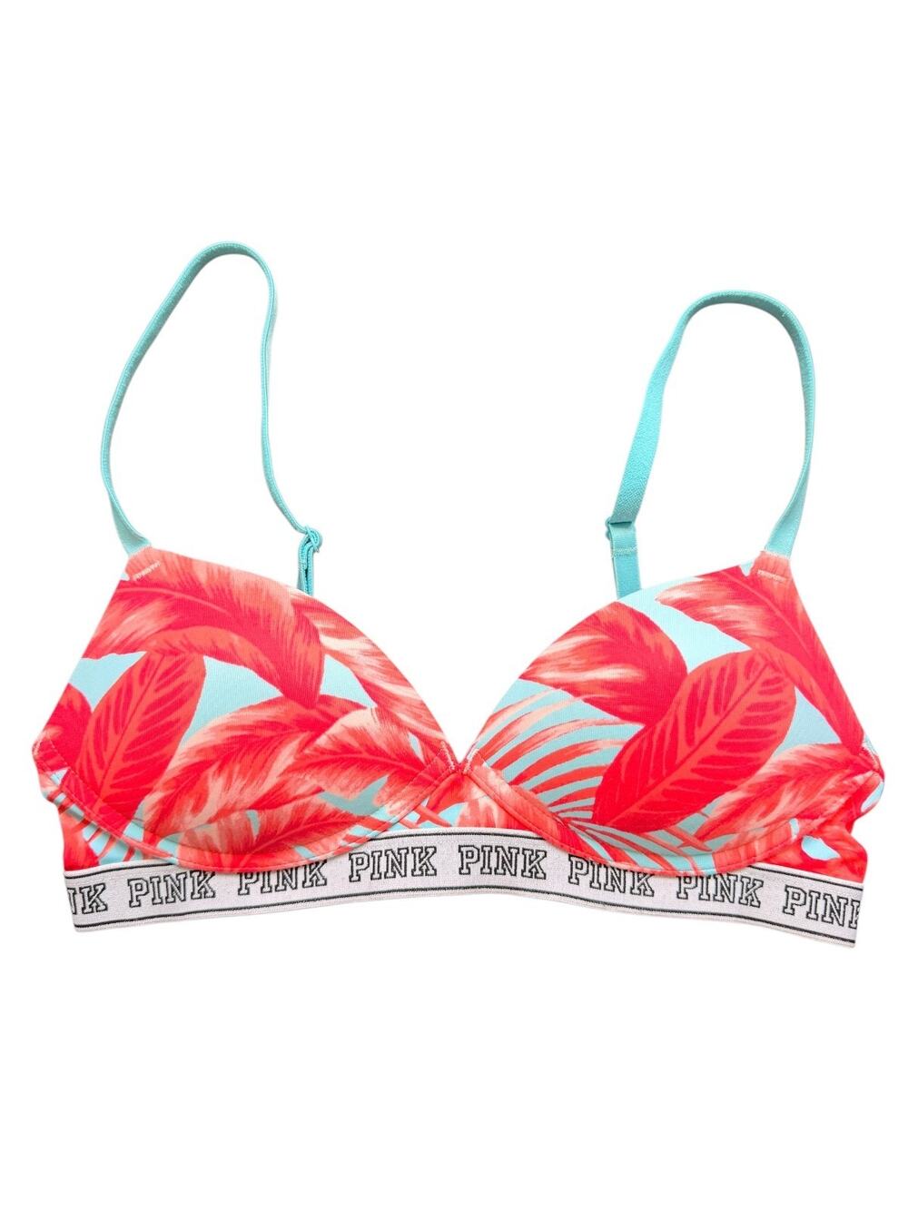 PINK Victoria's Secret Wear Everywhere Wireless Push Up Bra 32B Tropical Print